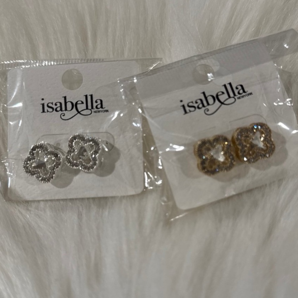 Abella Silver and Gold Clover Earrings